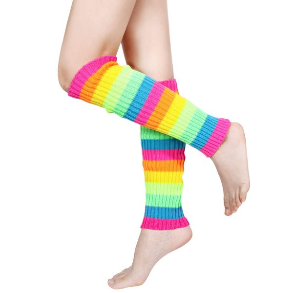 SATINIOR 80's Women Knit Leg Warmers Crochet Ribbed Leg Socks for Party Accessories (Multicolor)