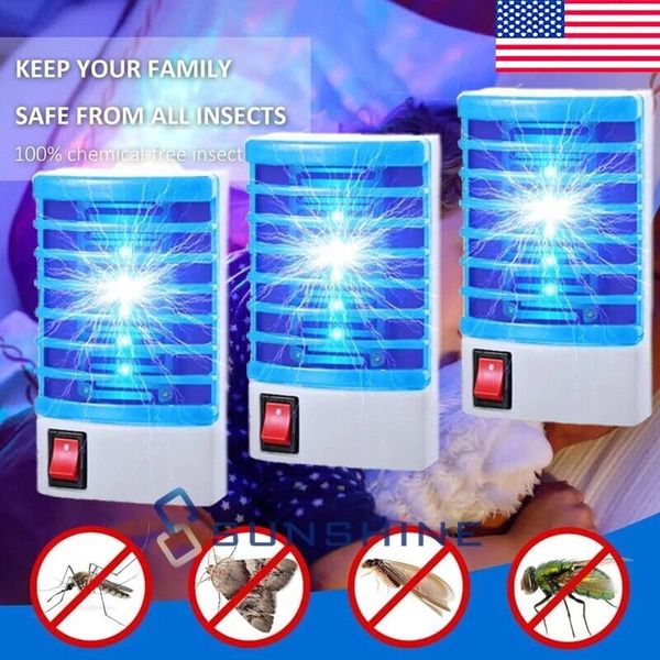 3 Electric Plug In Physical Lure Mosquito Zapper Lamp Indoor Fly Bug Insect Trap