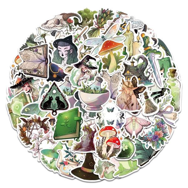 EPCDBBRT 50 Forest Witch Stickers - Waterproof, DIY for Luggage, Guitar, Computer
