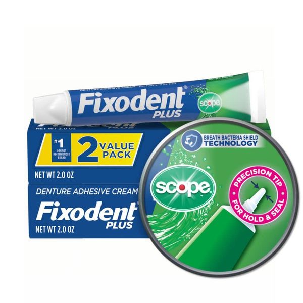 Fixodent Food Seal Plus Scope Denture Adhesive Cream Twin Pack, 2 Ounce by Fixodent