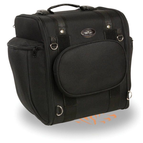 Milwaukee Leather MP8130 Black Medium Textile Motorcycle Back Rest Sissy Bar Bag