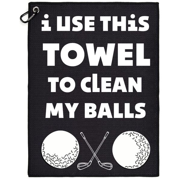 Artpreti Funny Golf Towel, Printed Golf Towels for Golf Bags with Clip, Golf Gift for Men Husband Boyfriend Dad, Birthday Gifts for Golf Fan - I Use This Towel to Wash My Balls