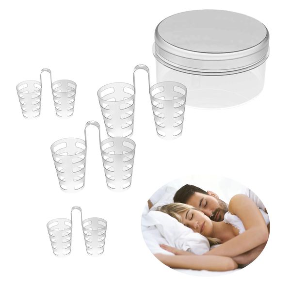 AZWOOD 4pcs Anti Snoring Nose Vents Devices Stopper Clips Silicone Nasal Dilator Advanced Snore Anti-Snoring Aids Reducing Snore Breathers Effective Relieve Plug No Side Effects for Quality Sleeping