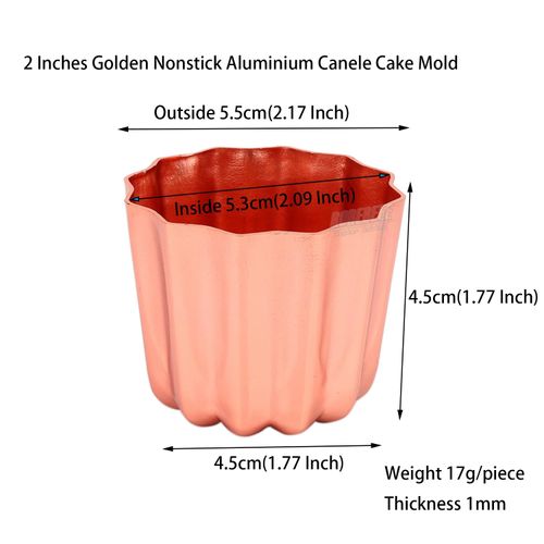 robebeee 10pcs 2 Inch Fluted Side Flower Cup Shape Nonstick Golden Aluminium Canele Molds Tart Maker Jelly Cheese Holder Baking Tools