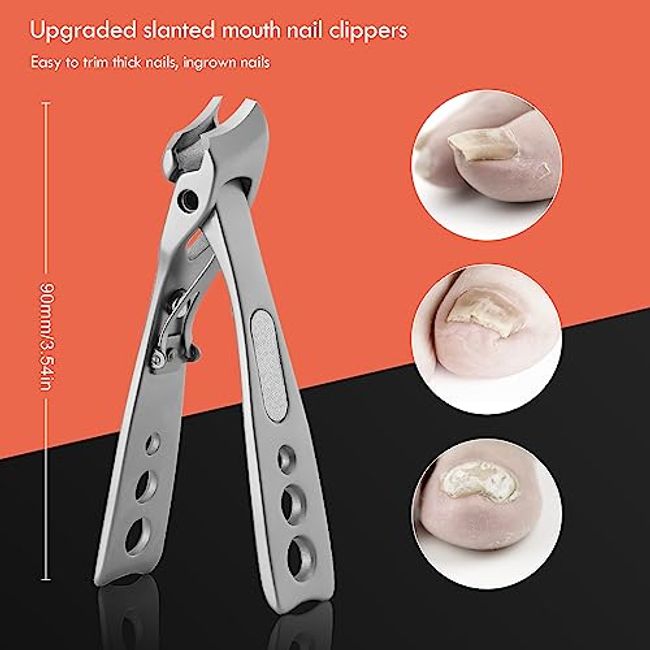  Nail Clippers for Thick Nails,Toenail Clippers for Ingrown  Nails,Fingernail Clipper,Toe Nails Cutter,Curved Handle- Good Looking  Silver : Beauty & Personal Care