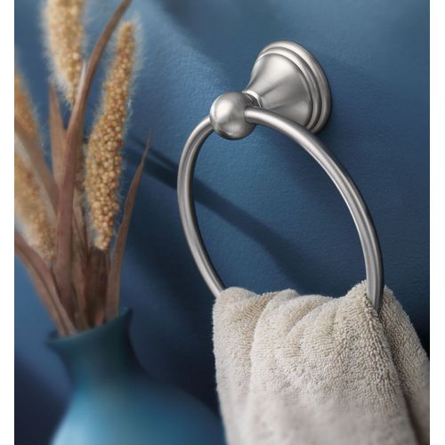 Moen Preston Collection Spot Resist Brushed Nickel 7-inch Bathroom Hand Towel Ring, Wall Mounted Towel Hanger, DN8486BN, 1 Count (Pack of 1)