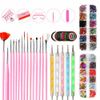 Nail Art Accessories Kit Pen Dotting Tools Brushes Decoration Rhinestones Set