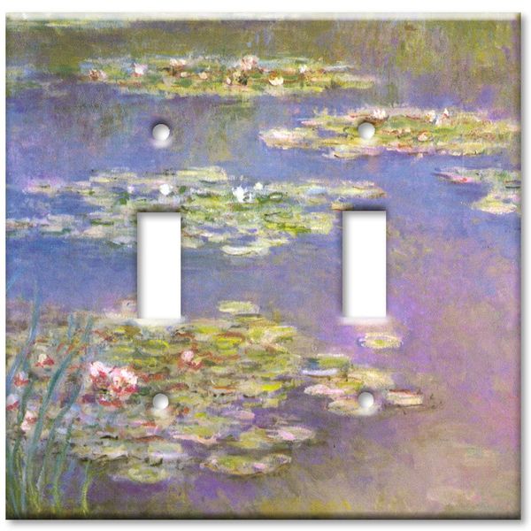 Art Plates - Double Gang Toggle OVERSIZE Switch Plate - OVER SIZE Decorative Metal Wall Plate - Monet: Water Lilies - (Made in USA)