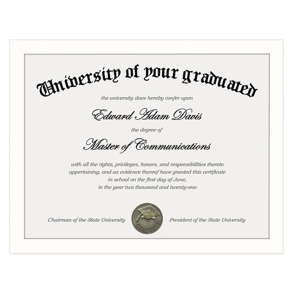 upsimples Certificate Frame with Clear Plexiglass, 8.5 by 11 Picture Diploma Document Degree Frames for Wall and Tabletop, White,1 Pack