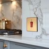 BG Electrical Cooker Control Switch Unit with LED Power Indicator, Single Plate, Double Pole, Screwless, Evolve, Satin Brass, 45A, PCDSB74B