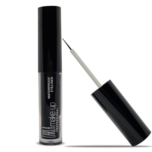 BLACK Liquid Eyeliner with Flexible Brush to Line Comes on Smoothly, Waterproof by Carla Professional Make Up, Pack of 1