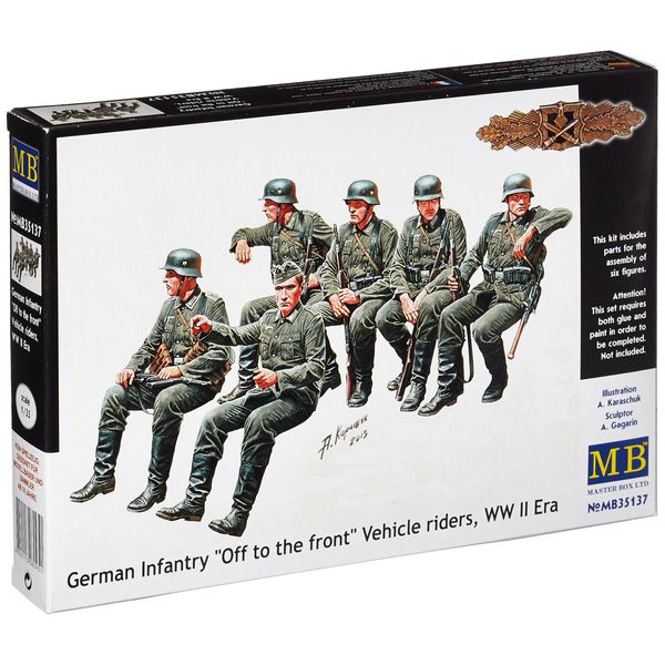 Master Box WWII German Infantry Off The Road Vehicle Riders (6) Figure Model Building Kits (1:35 Scale)