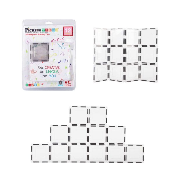 PicassoTiles Clear Transparent Magnetic Building Tiles Blocks Expansion Construction Set Magnets STEM Learning Kit Educational Toys Preschool Toddler Children Boys and Girls Ages 3+ Years