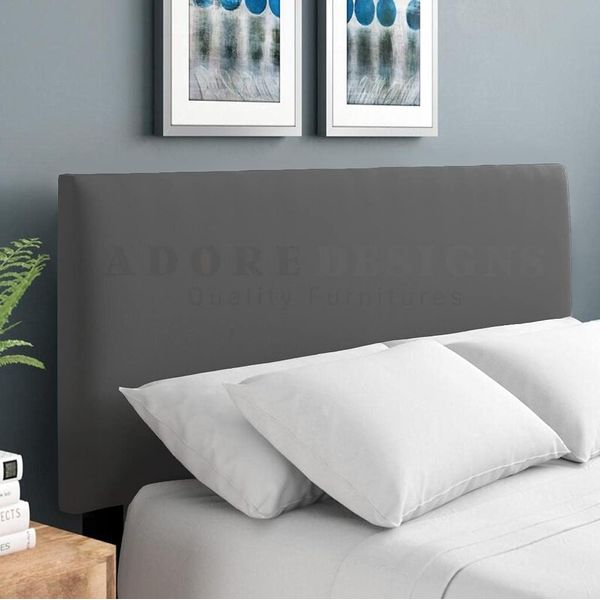 Divan Bed Headboard Plush Velvet Plain 20" Height Padded Flat Headboard (Grey, 4ft6 Double)