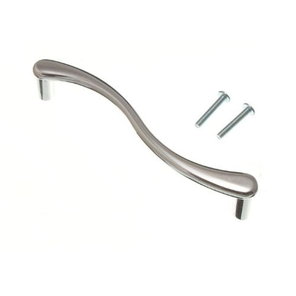 KITCHEN CUPBOARD DOOR PULL S STYLE HANDLE CHROME 128MM WITH SCREWS