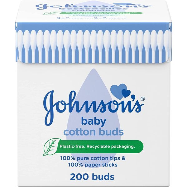 1200 PCS (200 PCS X 6) JOHNSONS Baby Cotton Buds Ear SWABS Paper Sticks White Q Tips