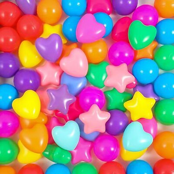 100 Pieces Ball Pit Balls for Kids Star Heart Shape Plastic Balls for Toddler...