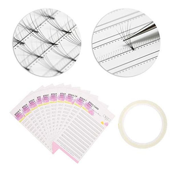 Eyelash Extension Storage Card, False Eyelash Fans Paper Card with Double Faced Adhesive Tape, Makeup Organizer False Eyelashes Display Holder Lash Case for Women Girl - 10pcs