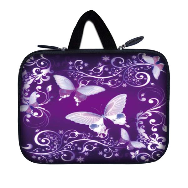 Tablet Sleeve Carrying Case w/Hidden Handle - Purple Butterfly