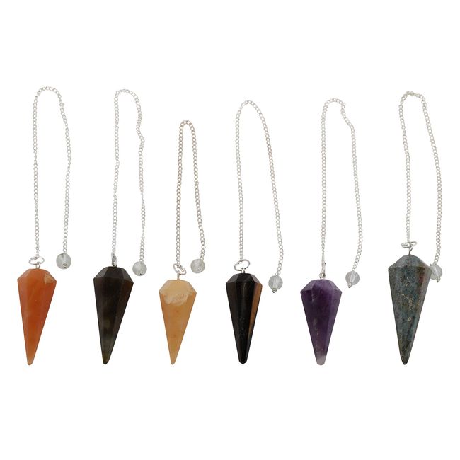 Dowsing Pendulum healing metaphysical (Pack of 6) Carnelian Red Labradorite Golden Quartz Tiger eye Amethyst Lapiz