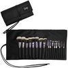 NANSHY Makeup Brush Roll Up Case Wrap Wallet Without Brushes (18 Pockets, Black) Travel Friendly Holder & Portable Organiser Bag with Flap & Adjustable Strap