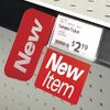 New Item Shelf Talker Red Plastic - 2 1/2"L x 3"H