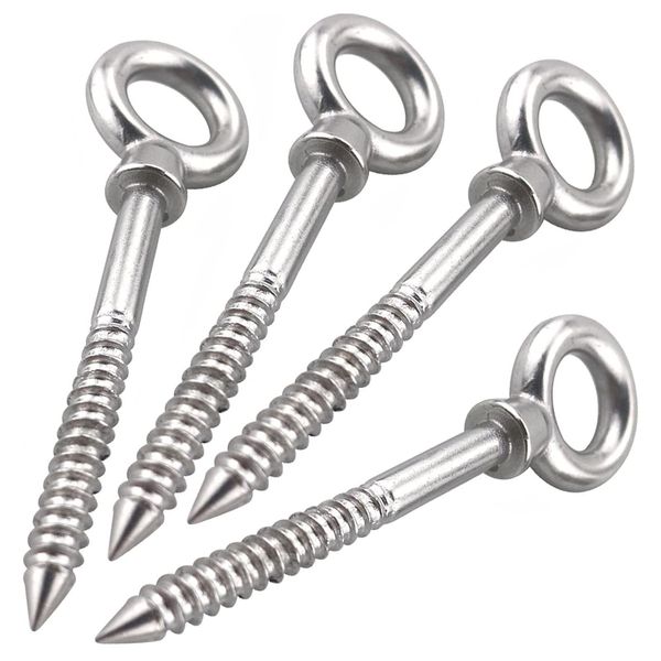 Abimars Eye Bolts by Load Capacity 650lbs, 4PCS M8 316 Stainless Steel Eye Hooks Screw in Heavy Duty for Hanging Hammocks, Swing Chairs, Heavy-Duty Suspension