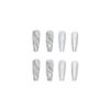 Set of 24 Nail Tips Gray White Marble Flash Long Adult Women Nails