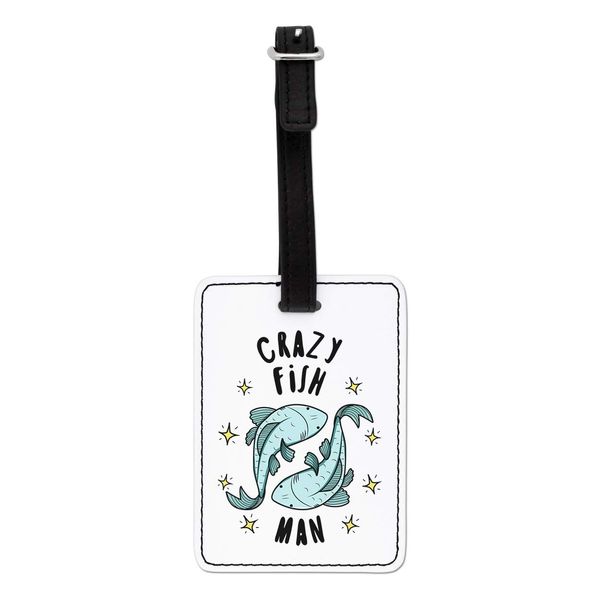 Gift Base Crazy Fish Man Stars Visual Luggage Tag with Black Strap