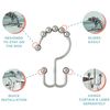 Maytex Shower Curtain Hooks, Shower Curtain Rings, Rust-Resistant Decorative Double Roller Glide Shower Hooks, Shower Rings for Bathroom Shower Rods, Curtains, Liners, Set of 12, Chrome