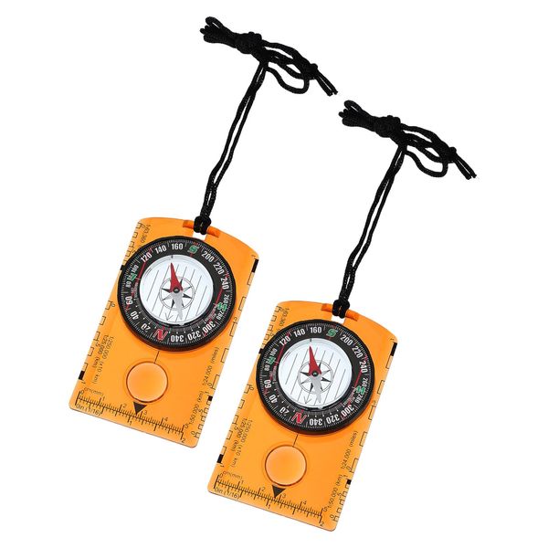 PATIKIL Orienteering Compass, 2 Pack Navigation Hiking Backpacking Compasses for Map Reading Survival Outdoor Exploring, Orange