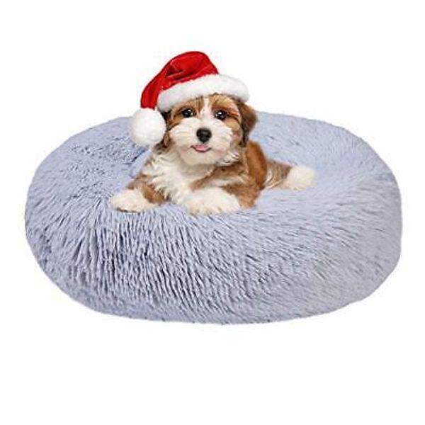 Aurako 58cm Dog Bed Cat Bed Fluffy Round Cushion Donut Pet Bed Sound Sleep Cat