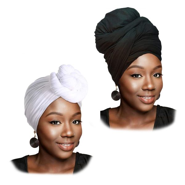 HOMELEX Head Wraps Turbans Stretch Jersey Knit Headwraps Wrap Turban Scarf Tie for Women