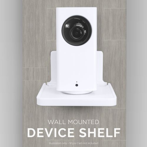 BRAINWAVZ Drill Free Wall Mount Shelf for Security Cameras, Baby Monitors, Speakers & More, Universal Holder, Strong Adheasive, Easy to Install, No Mess, Screwless (White)
