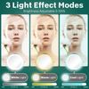 Nicesail LED Lighted Tabletop Makeup Mirror of 8 Inch, Rechargeable Mirror with Light of 3 Colors, Brightness Adjustable, Height Adjustable, Double Sided Mirror in Chrome Finish (8 Inch, 7X)