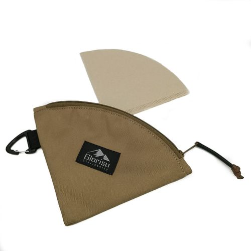Glorisunity Coffee Filter Case, Paper Filter Case, Hario V60, Paper Filter, Cone Type, Waterproof, Dustproof, Camping, Outdoors, Carabiner, Lightweight, Portable, Home Use (Coyote), coyote
