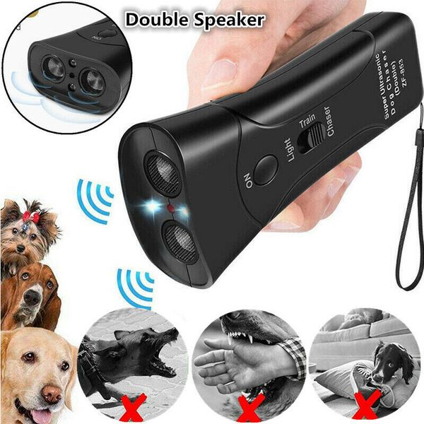 Anti Dog Repellent Barking Pet Trainer LED Light Gentle Chaser Double speakers