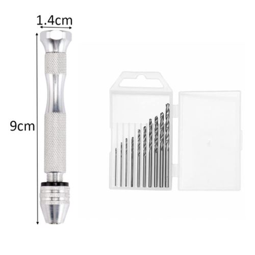 FZLANQ Pin Vise for Resin Casting Molds, Hand Drill Set Resin Drill with 10 Pcs Drill Bit, Precision Hand Drill Tools for Epoxy Resin Arts Crafts, Wood, Clay, DIY Resin Keychain Jewelry Making