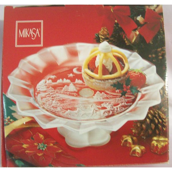 Footed Bon Bon Silent Night Candy Dish 9.75" Diameter