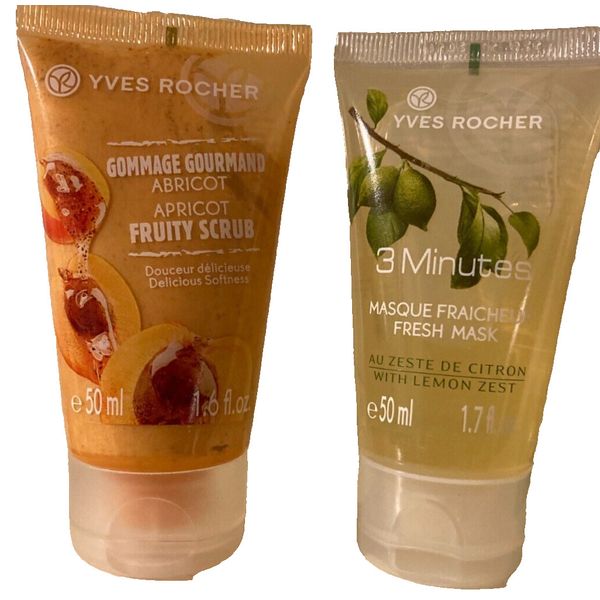 VINTAGE YVES ROCHER  LEMON ZEST MASK & APRICOT FRUITY SCRUB Lot or 2 RARE