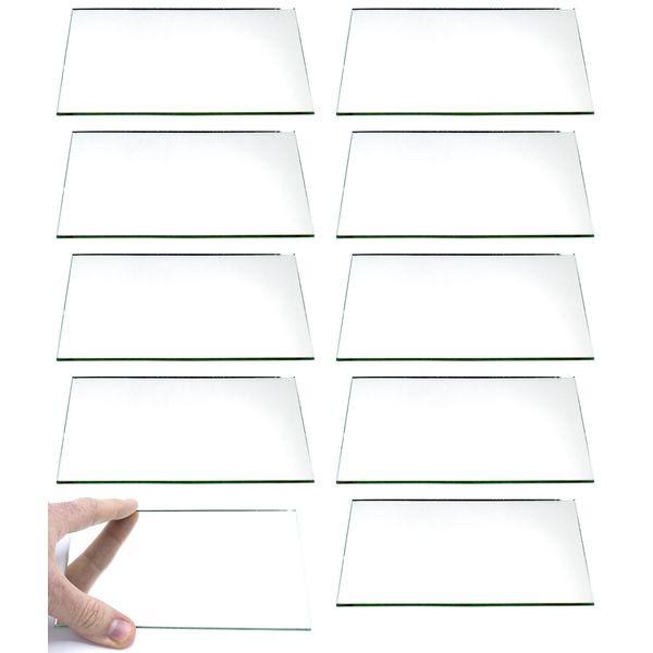 Rectangular Plano Glass Mirror - Pack of 10 - 6" x 4" - 2mm Thick Approx. -