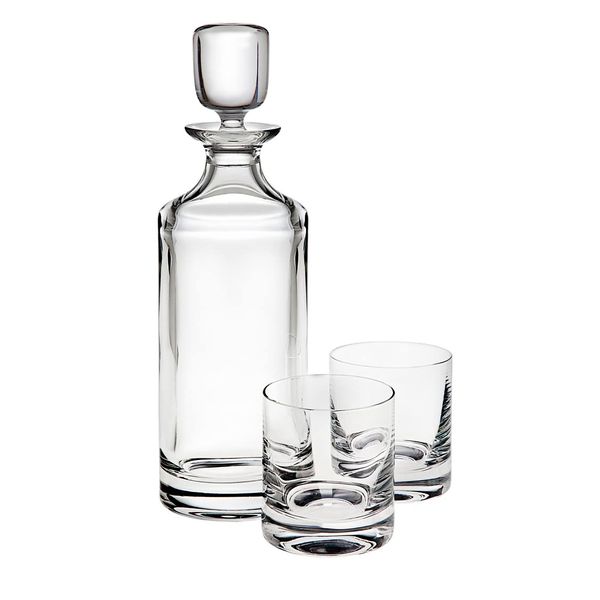 Godinger Barware 3 Piece Set with Liquor Decanter and Two Glasses
