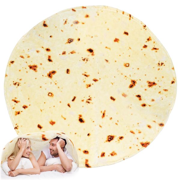 Bold And Brash Burrito Tortilla Blanket, Novelty Food Throw Blanket for Adults Kids, 300GSM Fluzzy Flannel Plush Blanket Double Sided for Bed Couch Travel Picnic Beach, 60 Inch