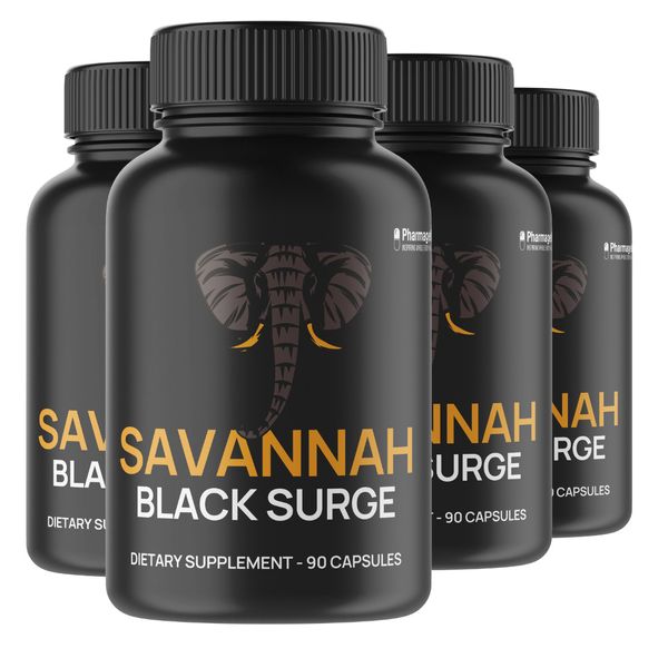 Savannah Black Surge Mens Health Supplement - 4 Bottles 240 Capsules