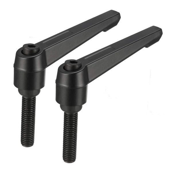 sourcing map M10 x 40mm Handle Adjustable Clamping Lever Thread Push Button Ratchet Male Threaded Stud Knobs Rotating Screw Handles Bolts with Locking Lever Black 2pcs