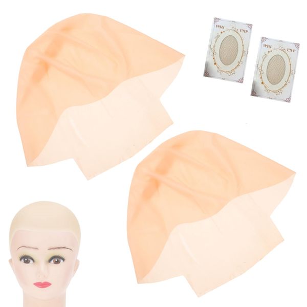 CCZAILAI 2 Sets Latex Bald Cap Makeup Bald Head Wig Cap Costume Accessory for Adults HalloweenTheme Party bar Fancy Dress Cosplay Masquerade Christmas Old Lady Hairstyle(Big Size) (two)