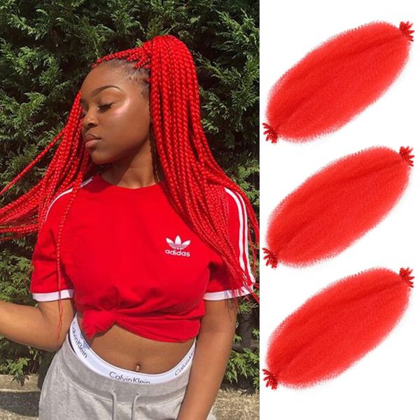 Afro Twist Hair 28 Inch 3 Packs, Springy Afro Twist Hair Pre Fluffed Spring Twist Hair Pre Stretched Wrapping Hair for Soft Locs Hair Extensions (Red#)