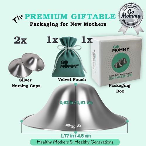 The Original Silver Nursing Cups, Nipple Shields for Breastfeeding, Nipple Protector, Covers, No Need for Cream, Newborn Essentials Must Haves