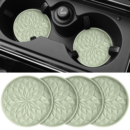 ME.FAN Car Cup Coaster [4 Pack] Silicone Car Coasters/Cup Mats - 2.75In Universal Non-Slip Recessed Car Interior Accessories - Car Cup Holder Insert Coasters Desert Sage