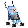 Foldable Pet Stroller 4 Wheels Breathable Dog Stroller w/Skylight&Storage Basket